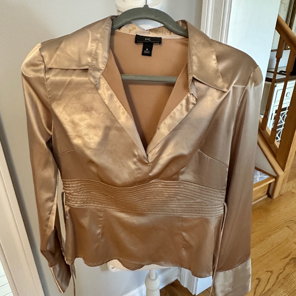 Byer California Satin Blouse - Gold/cream